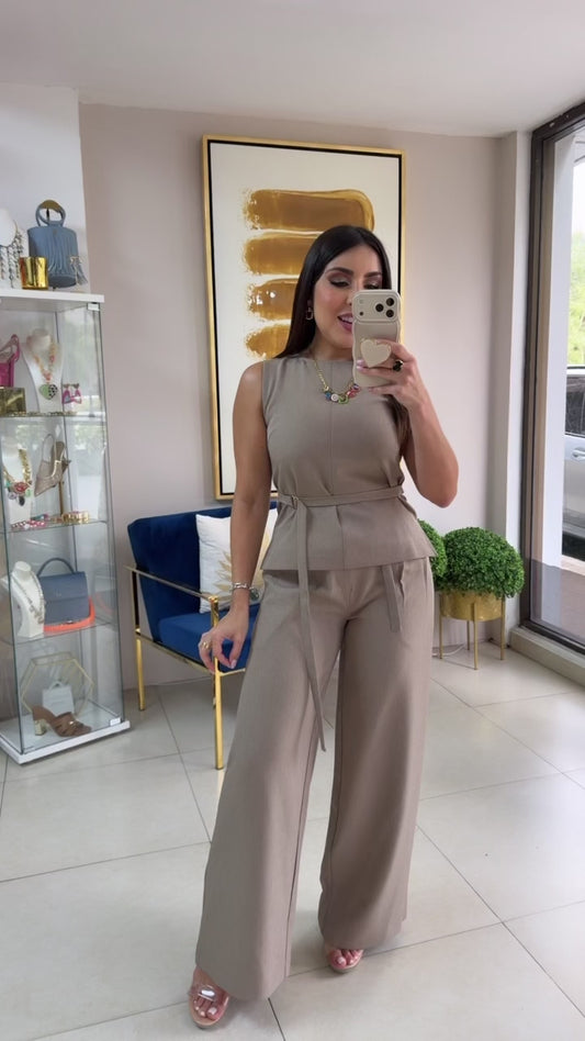Beige Pant Set Gracia