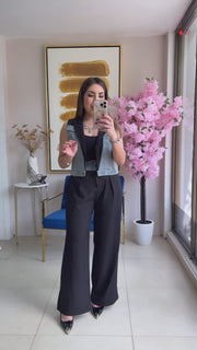 Black Denim Pant Set