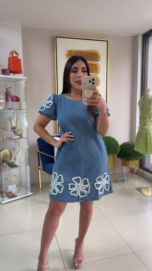 Denim Flowers Dress