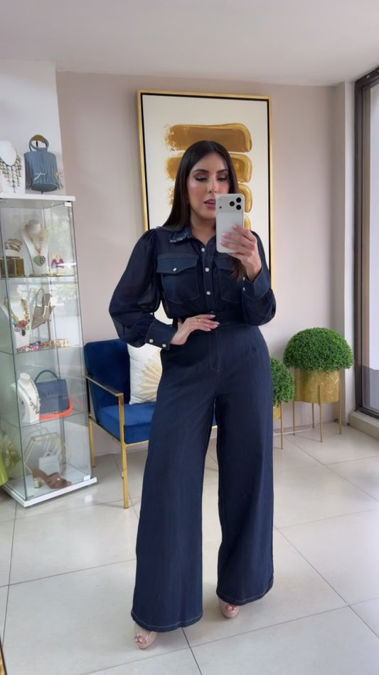 Dark Denim Pant Set