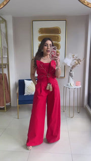 Linen Flower Jumpsuit