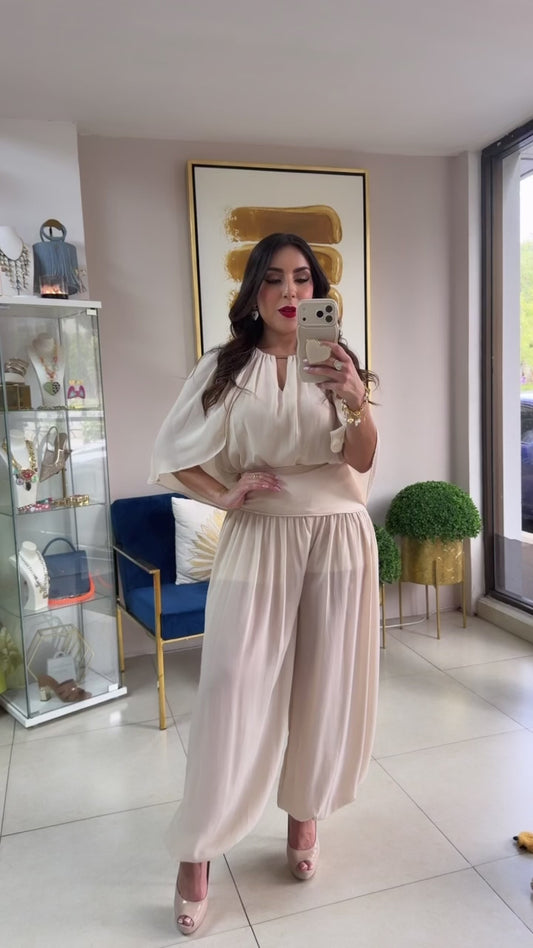 Cream Bombacho Pant Set